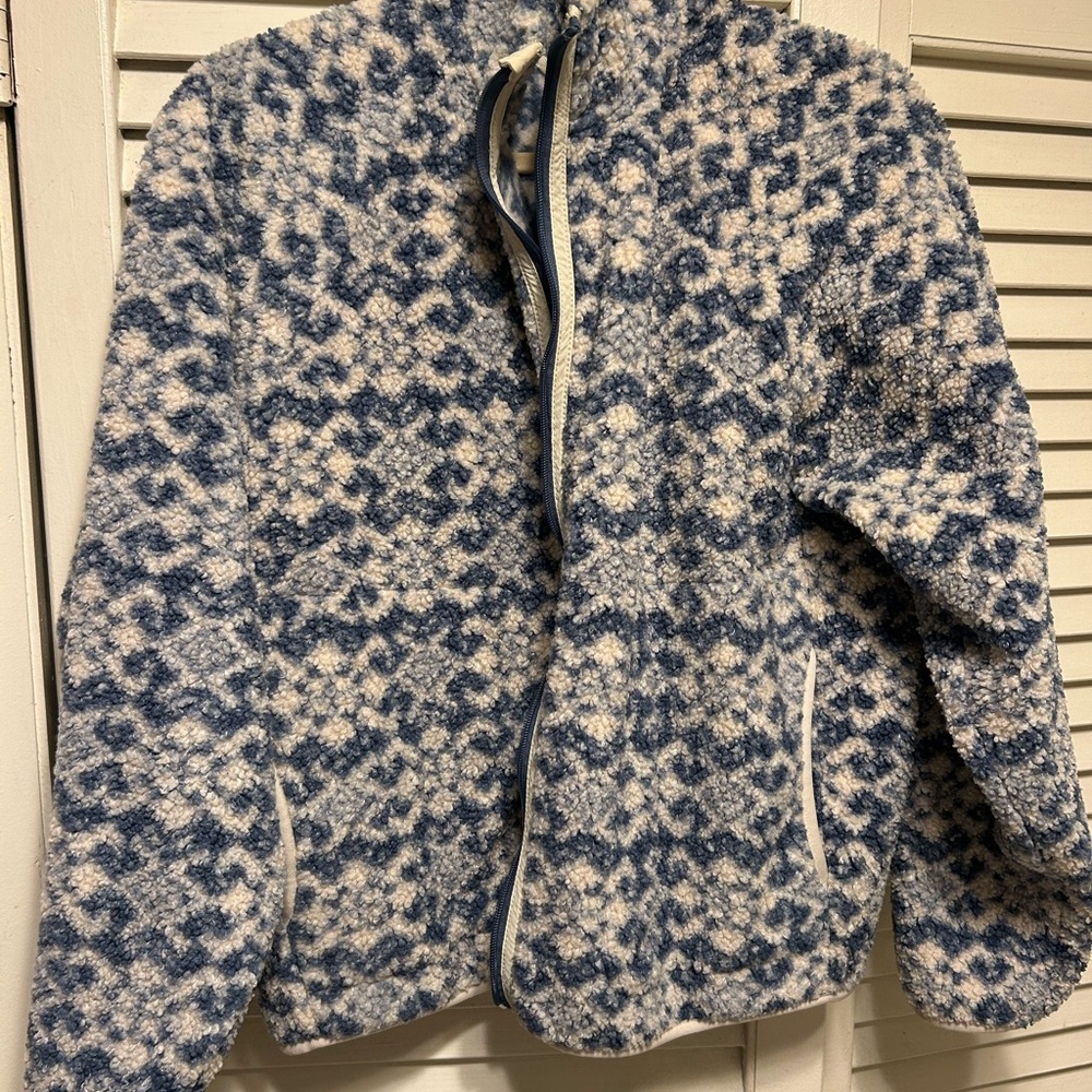 Faherty Blue and White Fleece Jacket